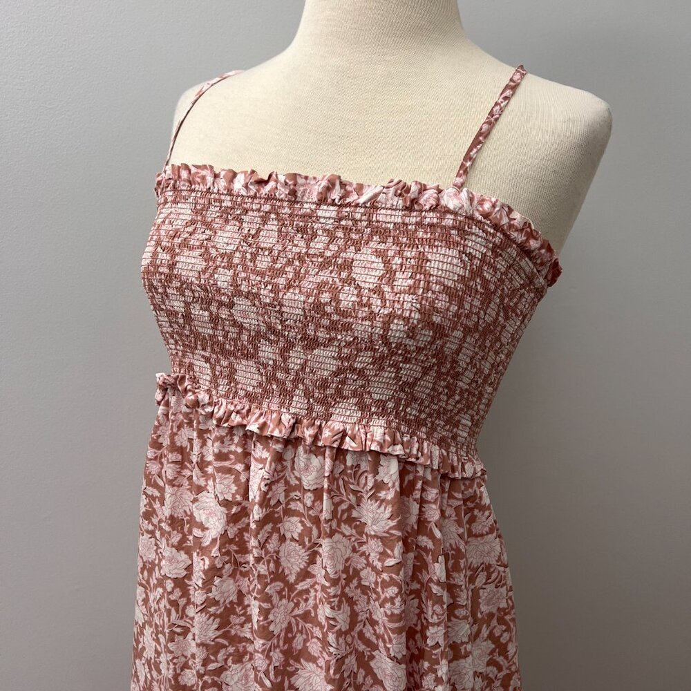 J. Crew Smocked Cotton Poplin Dress Rose Vines Sz M - Picture 4 of 13